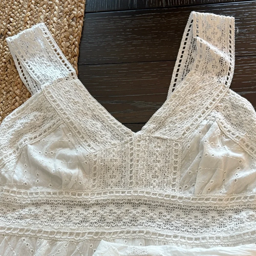 White Eyelet Sleeveless Cotton Sun Dress - Picture 11 of 11
